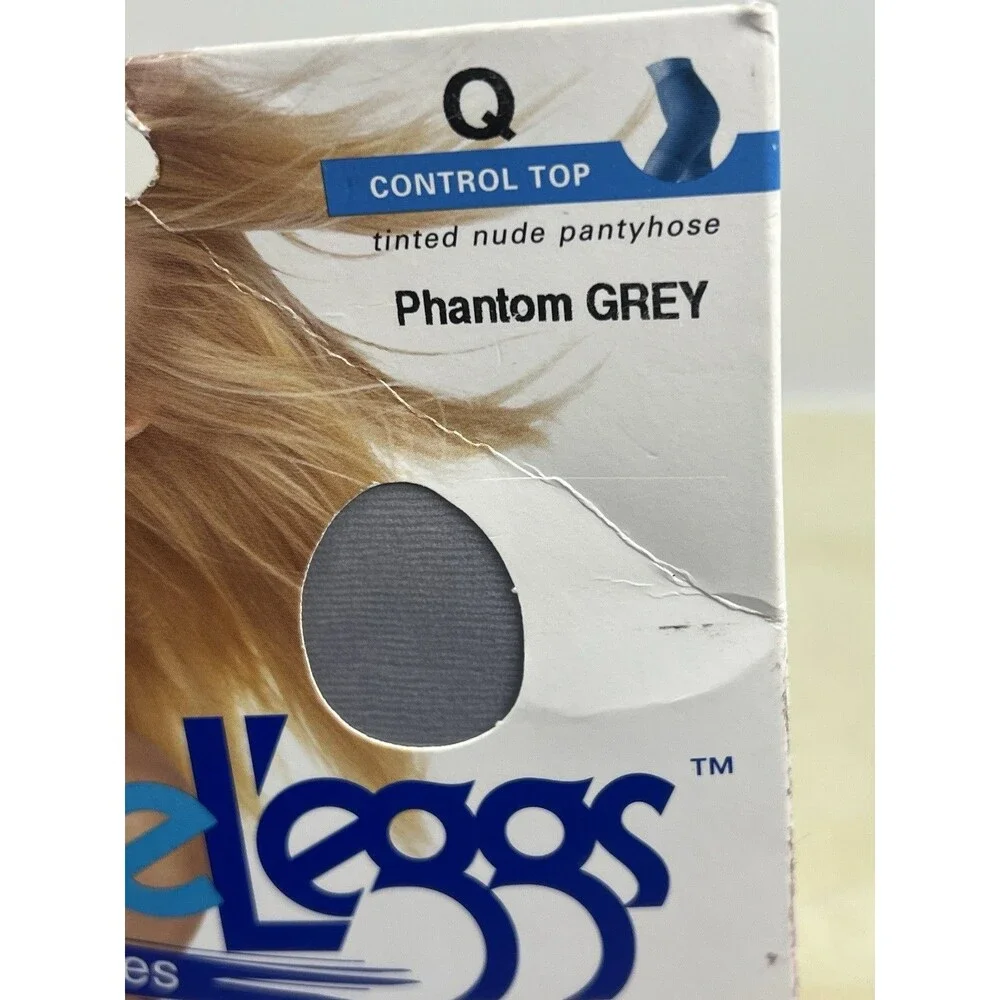 Vintage 1990s Bare L'Eggs Pantyhose Stockings Phantom Gray Queen Size